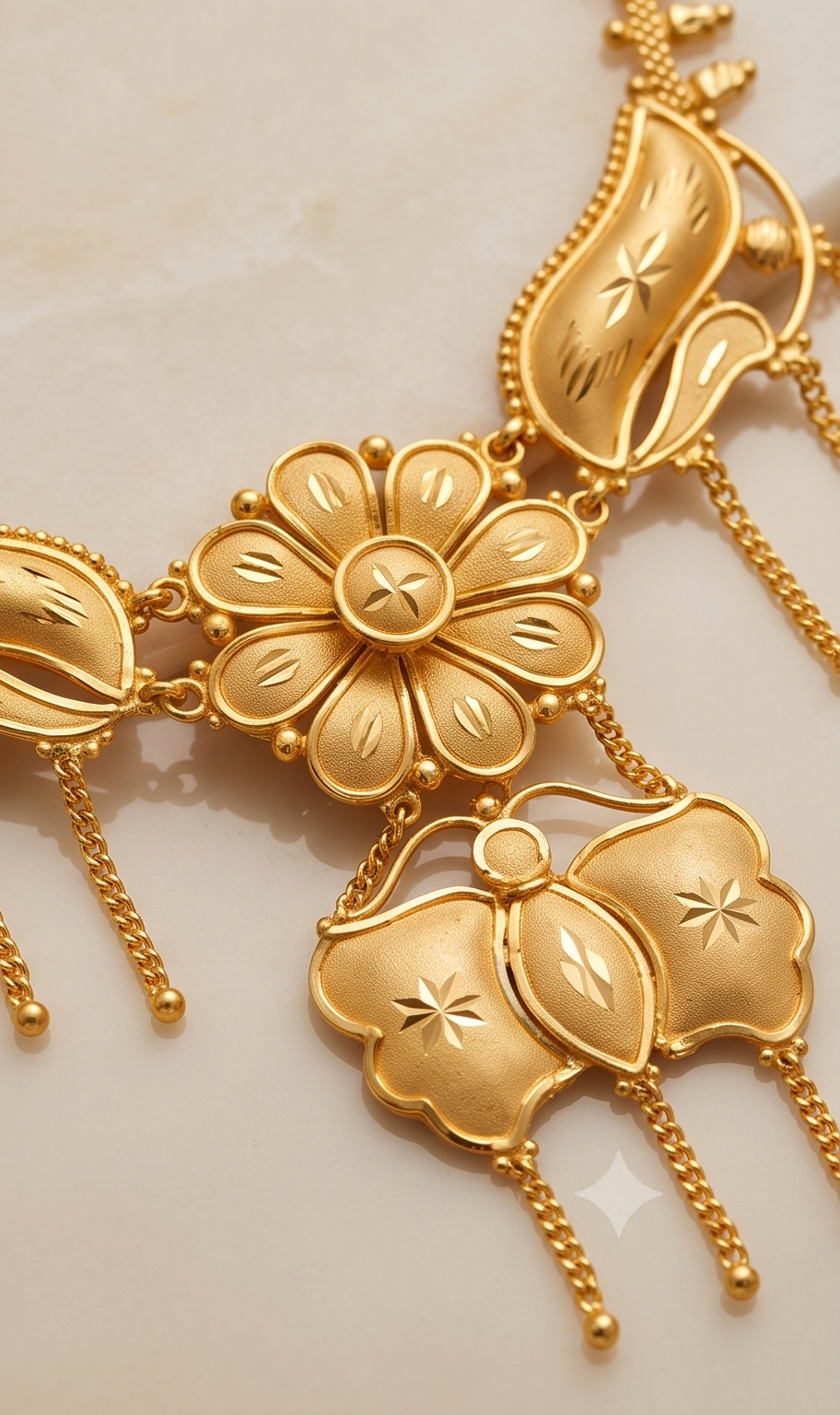 Prajapati Kusum (প্রজাপতি কুসুম) | 24K Gold Plated Handcrafted Copper Floral-Wing Choker & Drop Earrings
