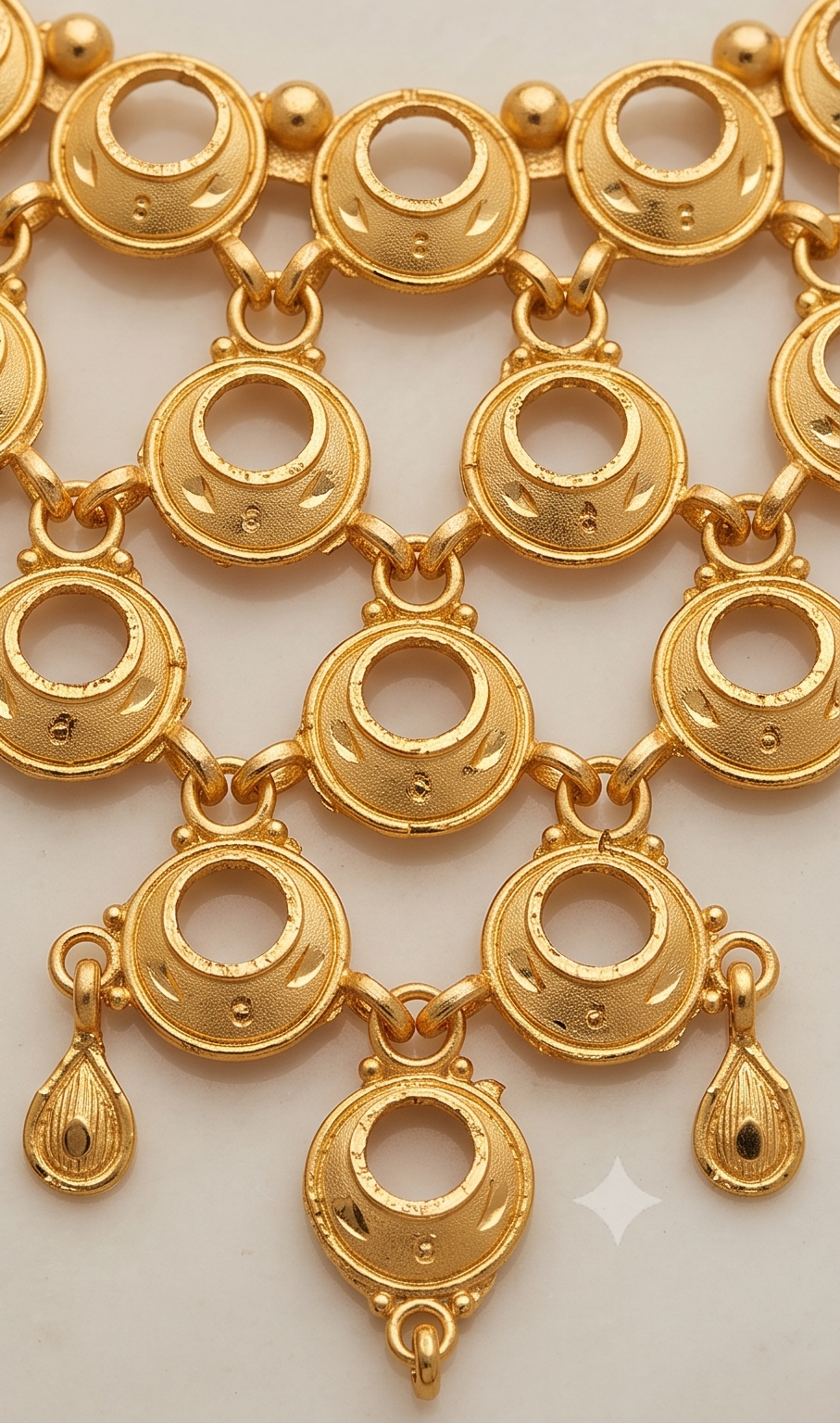 Aalor Jhorna (আলোর ঝর্ণা) | 24K Gold Plated Copper Based Cascading Circular Medallion Statement Necklace Set