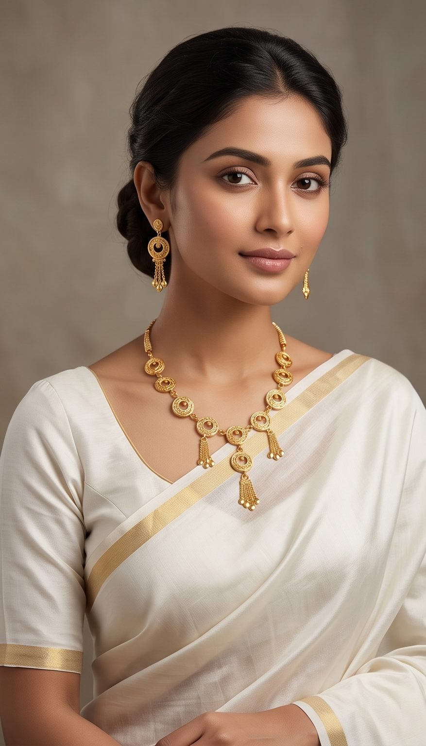 Chondro-Jhalor (চন্দ্রঝালর) | 24K Gold Plated Handcrafted Copper Celestial Circle Choker & Tassel Drop Earrings