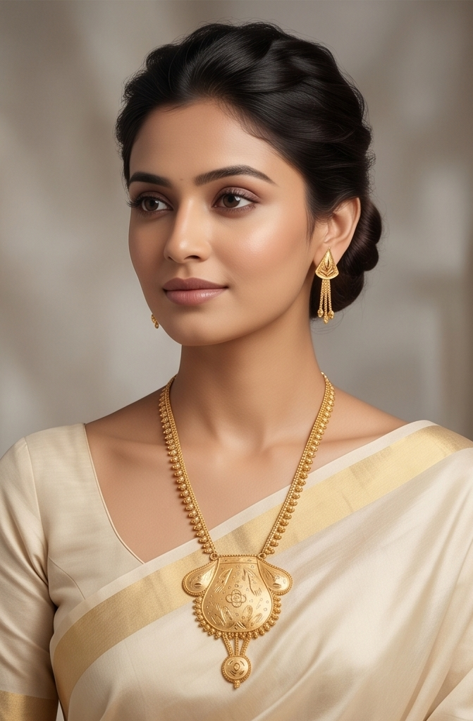Kanak Kolshi (কনক কলসী) | 24K Gold Plated Handcrafted Copper Urn-Locket Long Necklace & Leaf-Tassel Tops