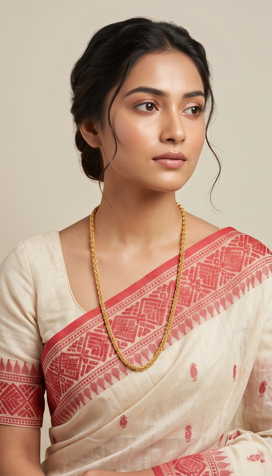 Kanak Bandhan 36-Inch Chain (কনক বন্ধন শিকল হার) | 24K Gold Plated Handcrafted Copper Byzantine Link Long Chain (36")
