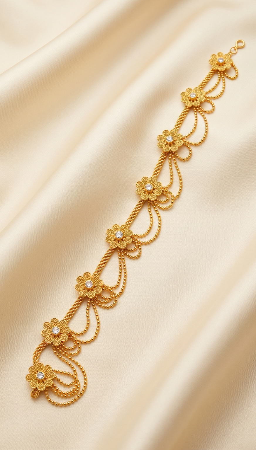 Kusum Kinkini Waistband (কুসুম কিঙ্কিনী কোমরবন্ধ) | CT Gold Handcrafted Floral Swag Kamarbandh / Waist Chain