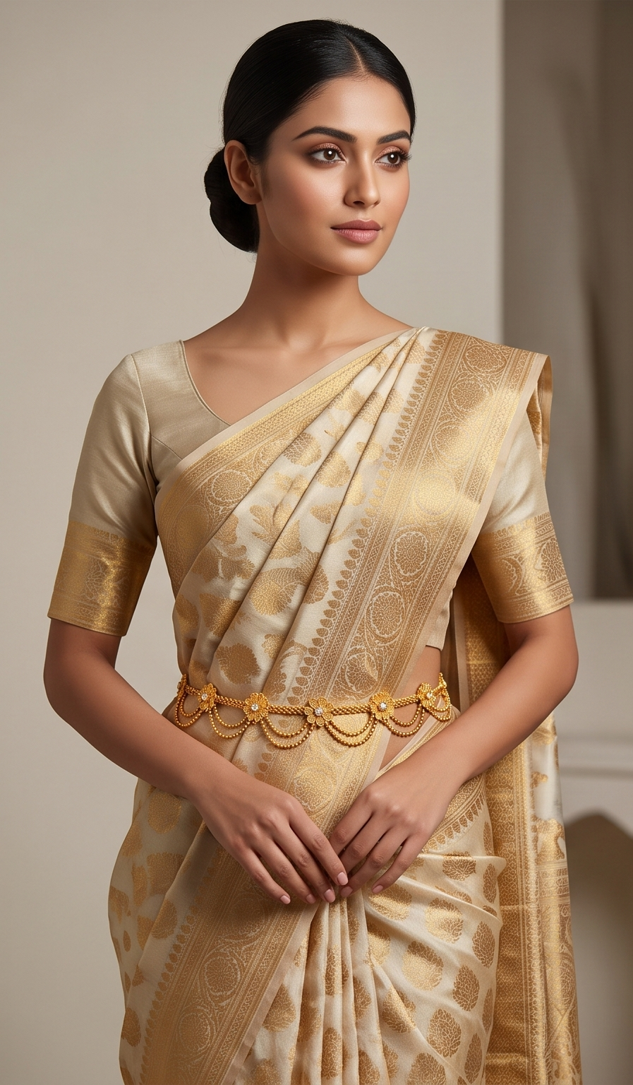 Kusum Kinkini Waistband (কুসুম কিঙ্কিনী কোমরবন্ধ) | CT Gold Handcrafted Floral Swag Kamarbandh / Waist Chain