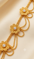 Kusum Kinkini Waistband (কুসুম কিঙ্কিনী কোমরবন্ধ) | CT Gold Handcrafted Floral Swag Kamarbandh / Waist Chain