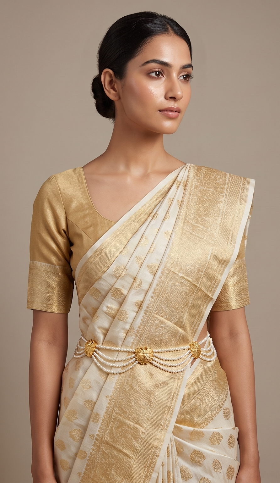 The Mukta-Jhinuk Waistband (মুক্তাঝিনুক কোমরবন্ধ) | CT Gold Handcrafted Pearl Swag Kamarbandh / Waist Chain with Shell Brooches