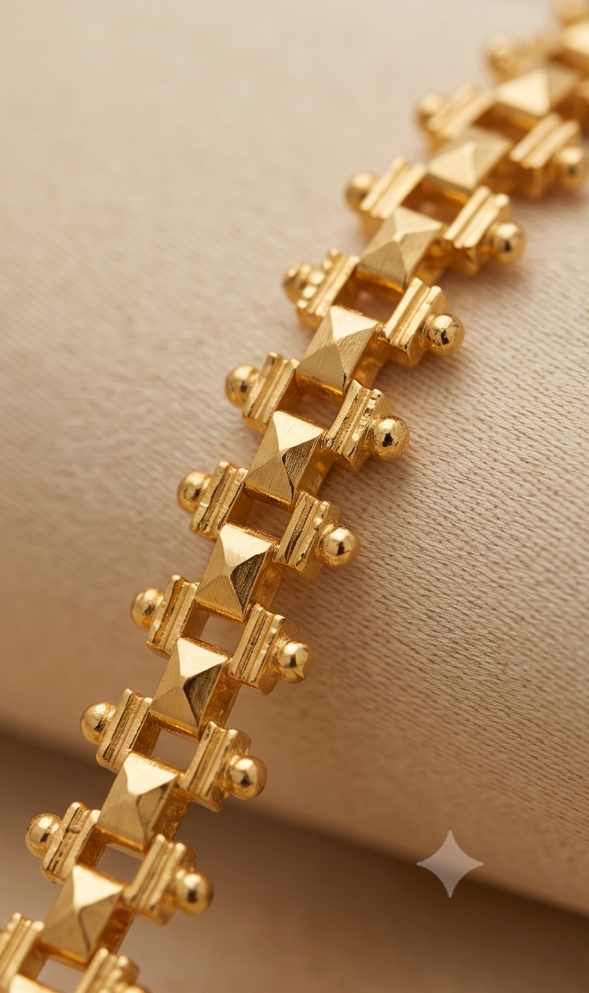Spiked Link Chain | CT Gold Handcrafted Beaded-Edge Box Link Chain
