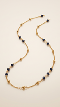 Neelambori Station Chain | CT Gold Handcrafted Midnight-Blue Crystal & Ball Chain