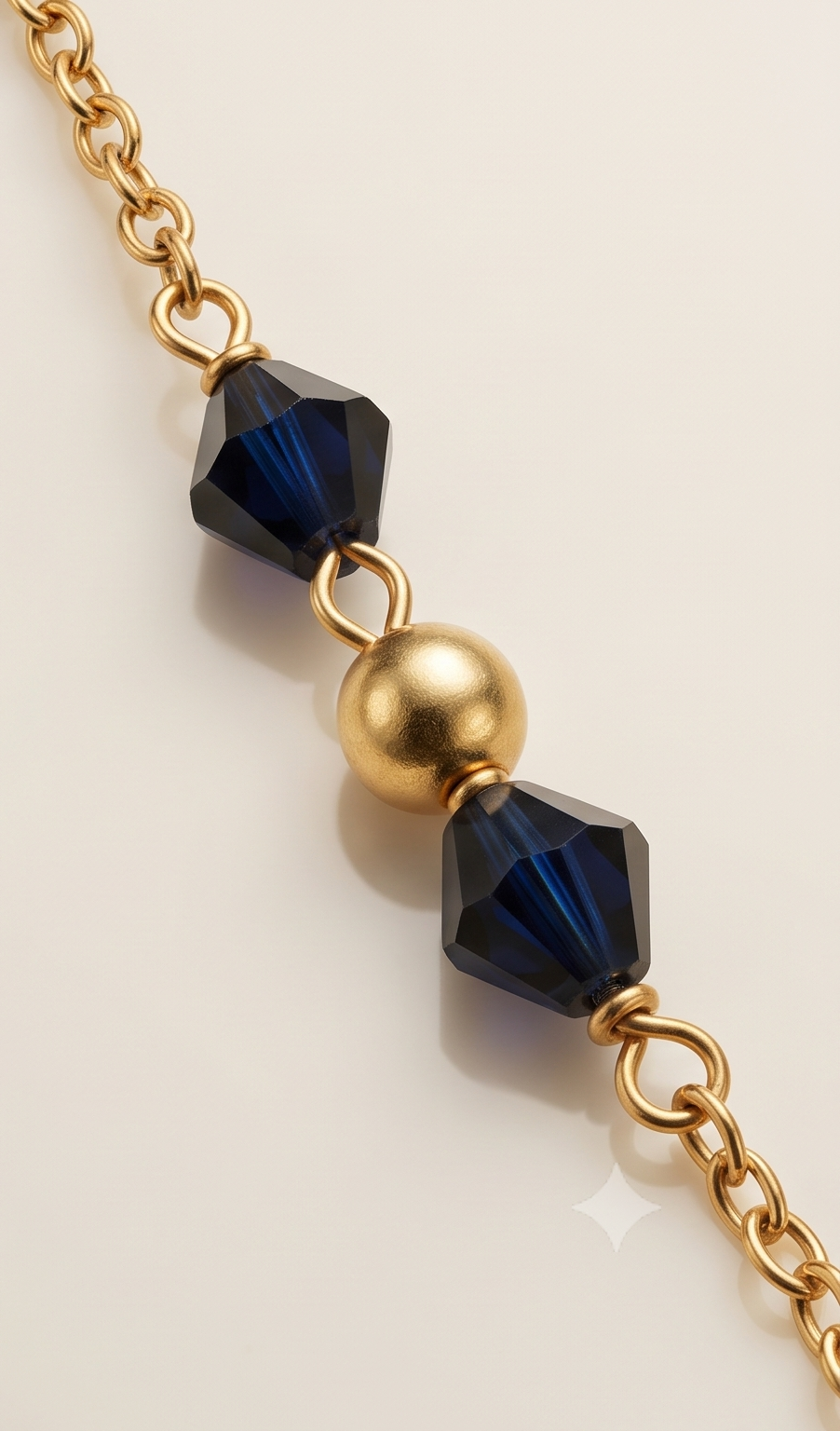 Neelambori Station Chain | CT Gold Handcrafted Midnight-Blue Crystal & Ball Chain