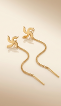 Ghurni Threader Earrings | CT Gold Handcrafted Pinwheel Chain Threader Earrings