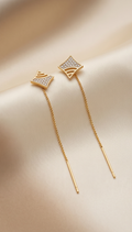 CT Gold Handcrafted Pavé Threader Earrings