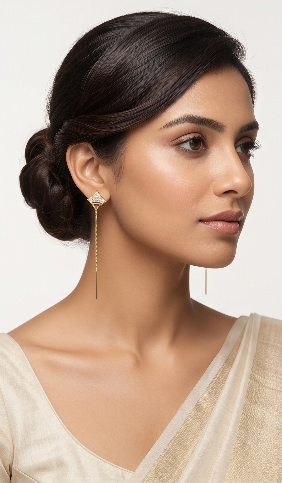 CT Gold Handcrafted Pavé Threader Earrings