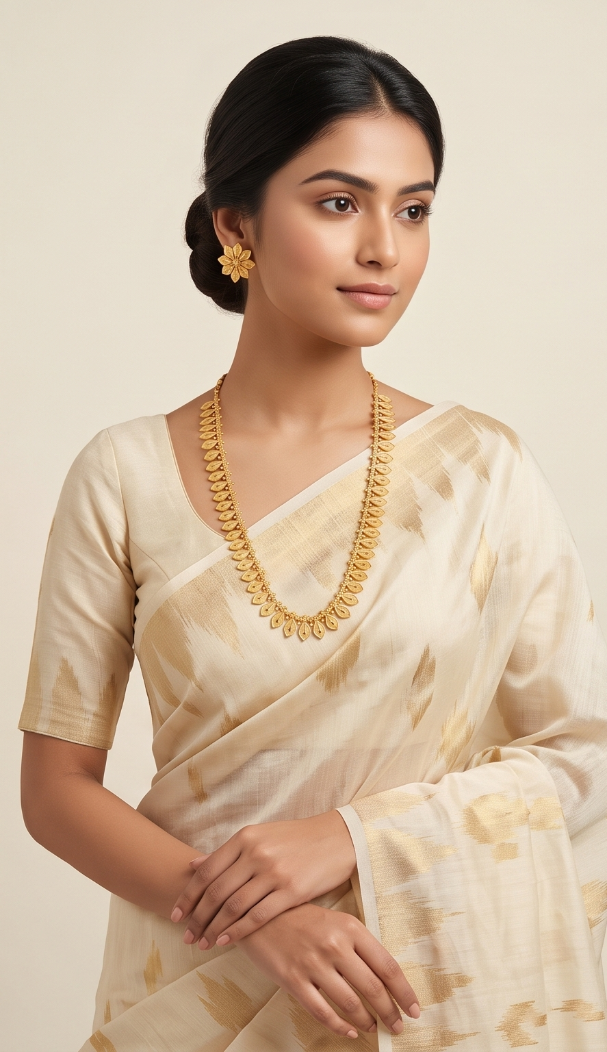 Patra-Manjuri (পত্রমঞ্জরী) | 24K Gold Plated Handcrafted Copper Leaf-Spike Garland & Floral Tops