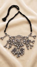 Khachar-Pakhi (খাঁচার পাখি) | German Silver Caged Bird & Cascading Ghungroo Statement Collar Necklace