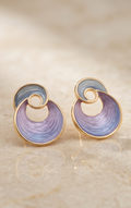 Artisanal Swirl Dual-Tone Enamel Gold-Plated Stud Earrings