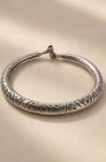 Silver Replica Geometric Engraved Tubular Hasli Choker Necklace