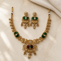 Antique Gold-Tone Heritage Floral & Jewel-Hued Temple Set