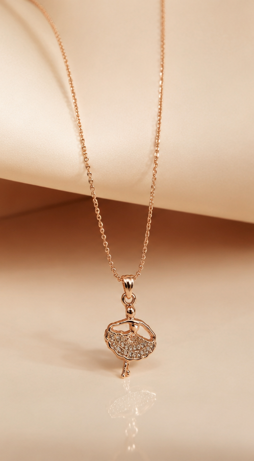 Enchanted En Pointe Necklace | Anti-Tarnish Rose Gold Ballerina Necklace