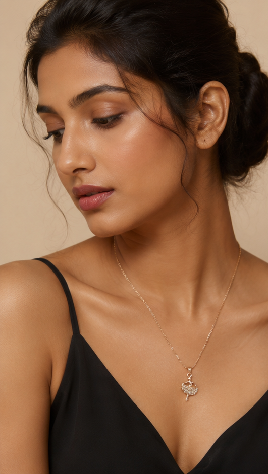 Enchanted En Pointe Necklace | Anti-Tarnish Rose Gold Ballerina Necklace