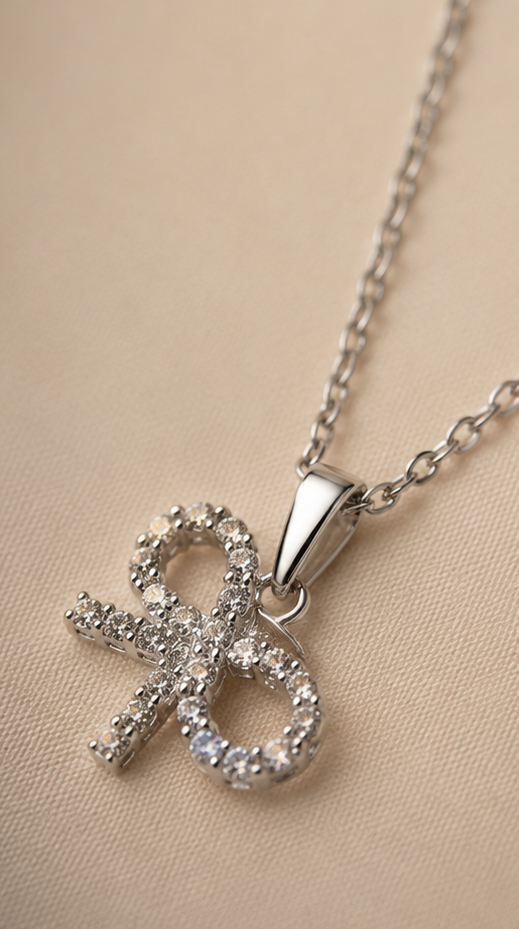 The Tied-In-Love Ribbon Charm – Waterproof & Anti-Tarnish Silver Pendant
