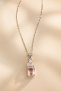 The Rose Empress Crystal Charm – Anti-Tarnish Silver Cushion Drop Necklace