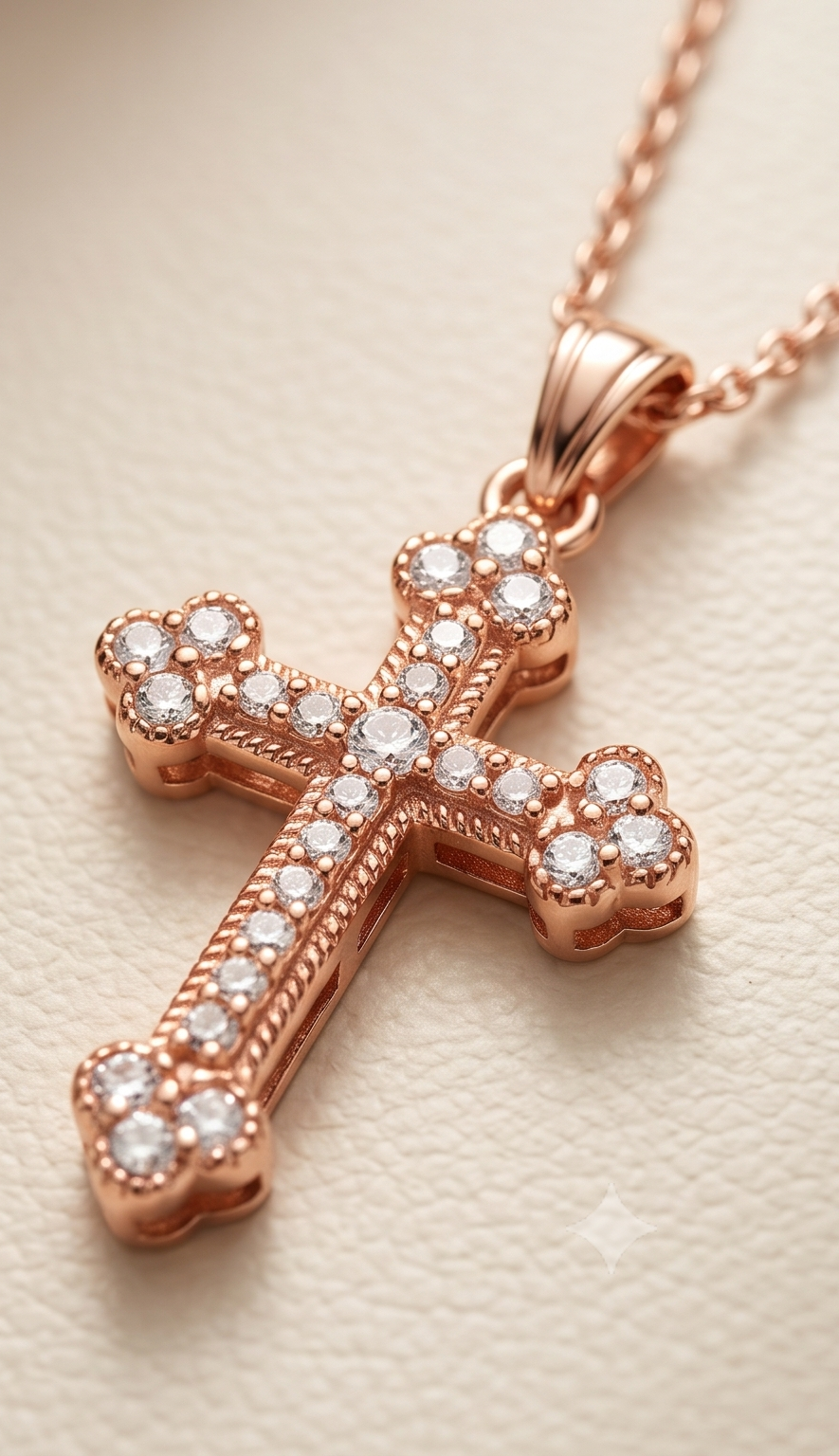 The Divine Grace Cross – Anti-Tarnish Rose Gold Pavé Cross Necklace