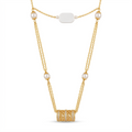 Delicate Gold-Tone Double-Chain & Crystal Lattice Cylinder Necklace