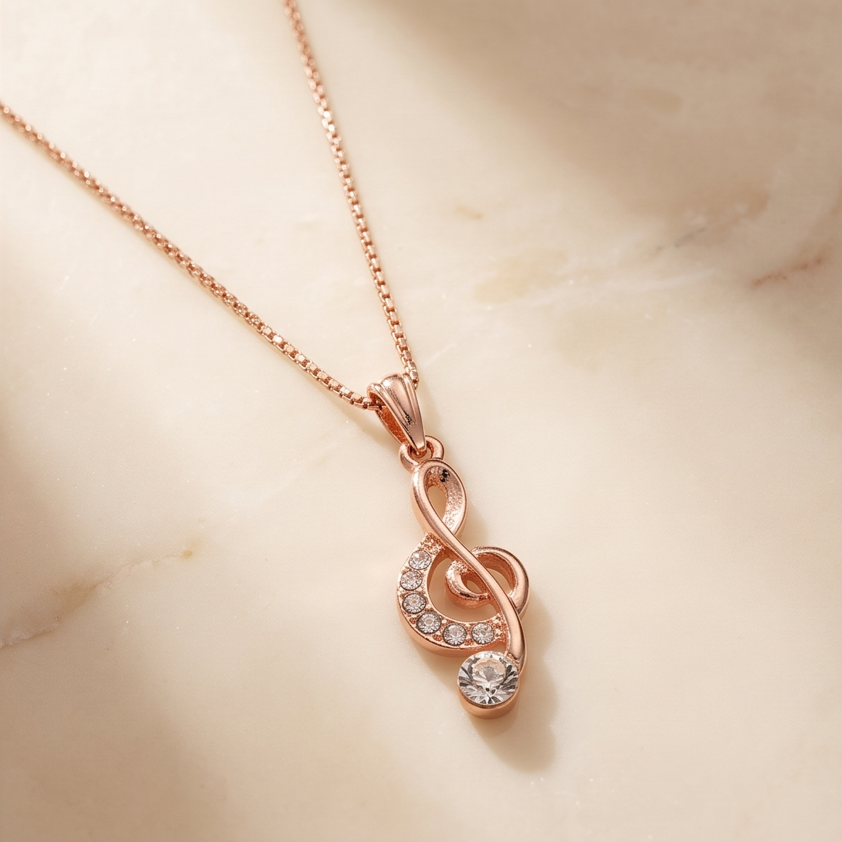 The Symphony Clef Pendant – Anti-Tarnish Rose Gold Music Note Necklace