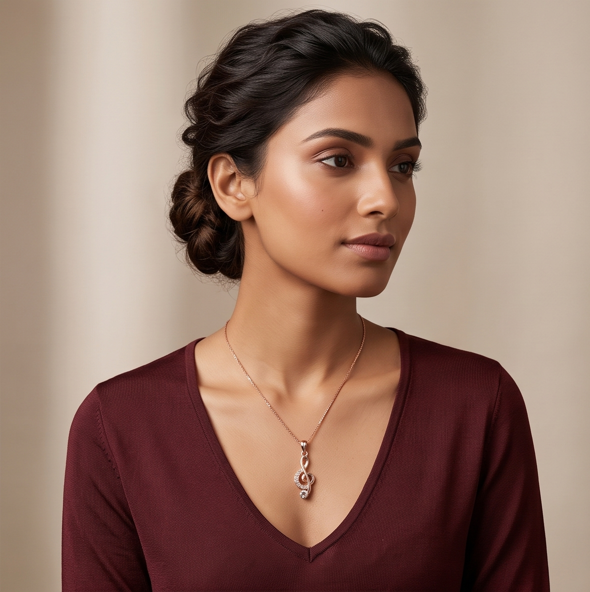 The Symphony Clef Pendant – Anti-Tarnish Rose Gold Music Note Necklace
