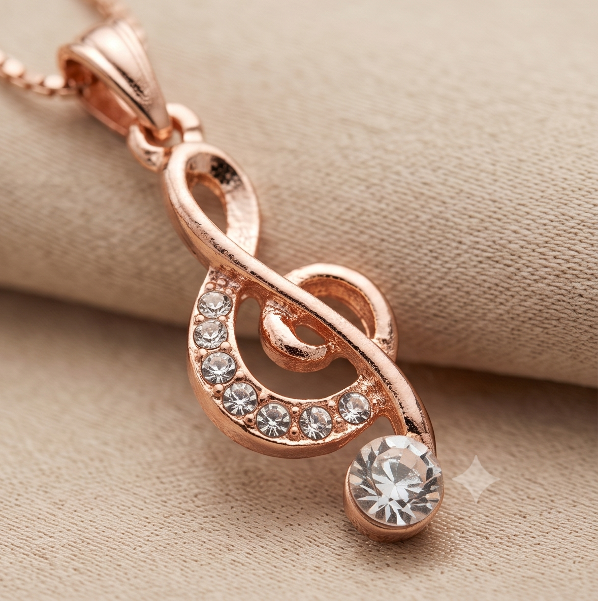 The Symphony Clef Pendant – Anti-Tarnish Rose Gold Music Note Necklace
