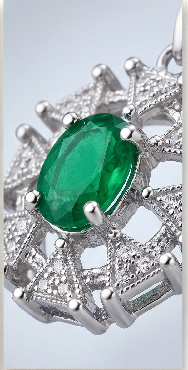 Sunburst Pendant – American Diamond Silver Gemstone Necklace