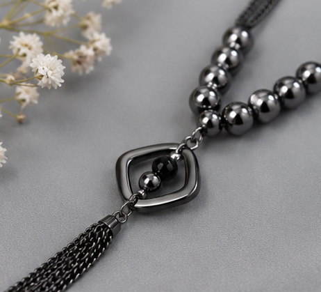 Sleek Geometric Tassel Y-Necklace & Earring Set