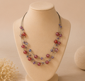 Raspberry Crackle Glass & Violet Crystal Multi-Strand Illusion Set