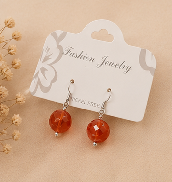 Fiery Carnelian-Tone & Deep Burgundy Geometric Illusion Necklace Set
