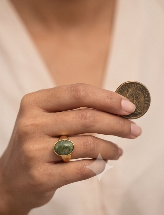Vintage-Inspired Gold-Tone & Faceted Ruby-Hued Statement Ring
