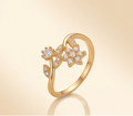 Enchanted Blossom Ring – Adjustable Anti-Tarnish Gold Floral Ring