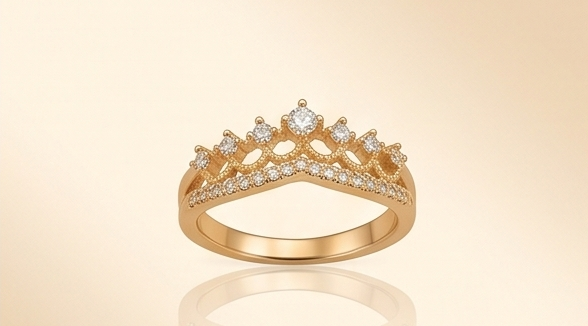 Royalty Tiara Crown Ring – Anti-Tarnish Gold Pavé Ring