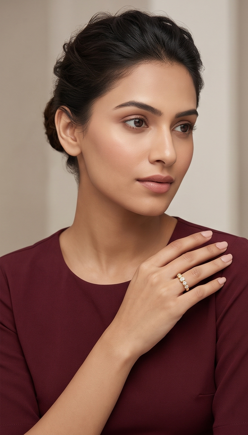Aurelia Bead & Pavé Band – Anti-Tarnish Gold Ring