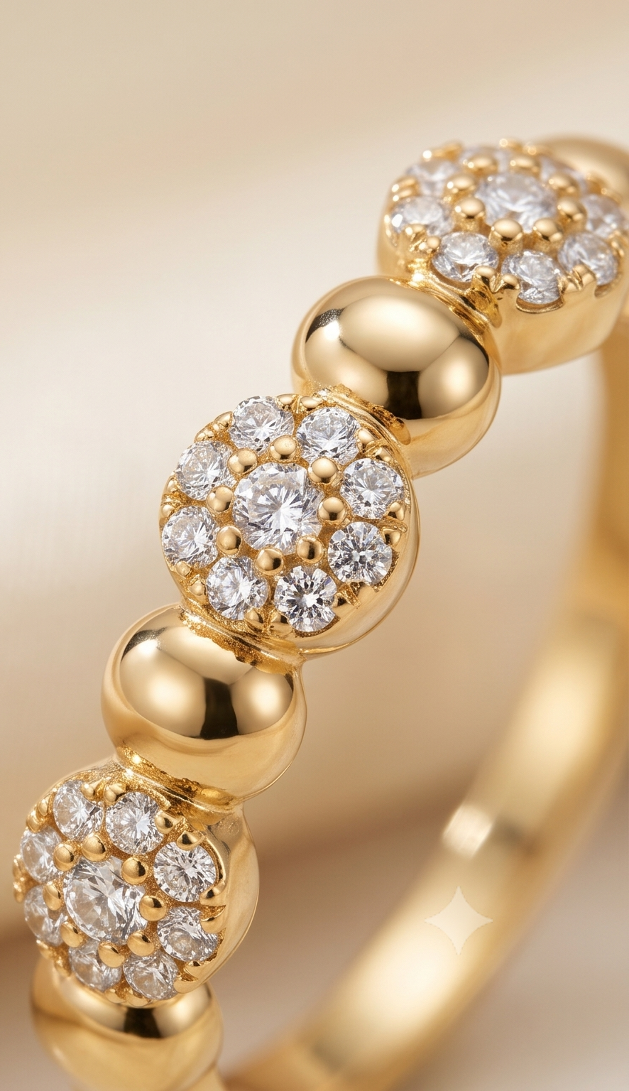 Aurelia Bead & Pavé Band – Anti-Tarnish Gold Ring