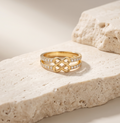 Eternal Infinity Pavé Band – Anti-Tarnish Gold Double Row Ring