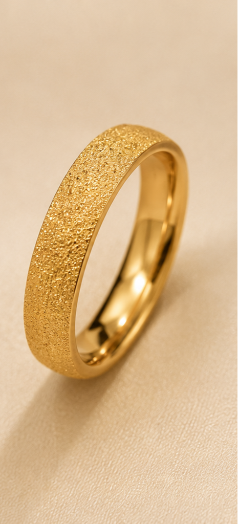 Golden Textured Matte Finish Band Ring