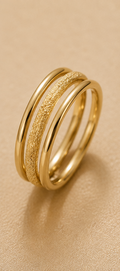Golden Triple Layer Textured Stacking Ring Set
