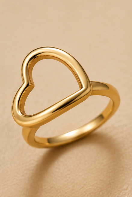 Golden Open Heart Adjustable Statement Ring