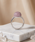 Silver Pink Pavé Crystal Dome Statement Ring