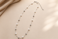 Elegant Pearl & Silver Bead Necklace Set