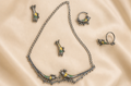 Handcrafted Silver Replica Peacock Enamel 4-Piece Jewelry Set