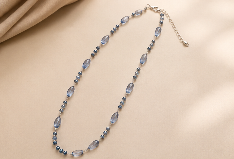 Celestial Blue Beaded Jewelry Set