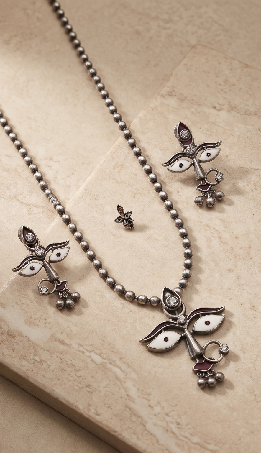 Uma | Silver Replica Durga-Inspired Necklace Set