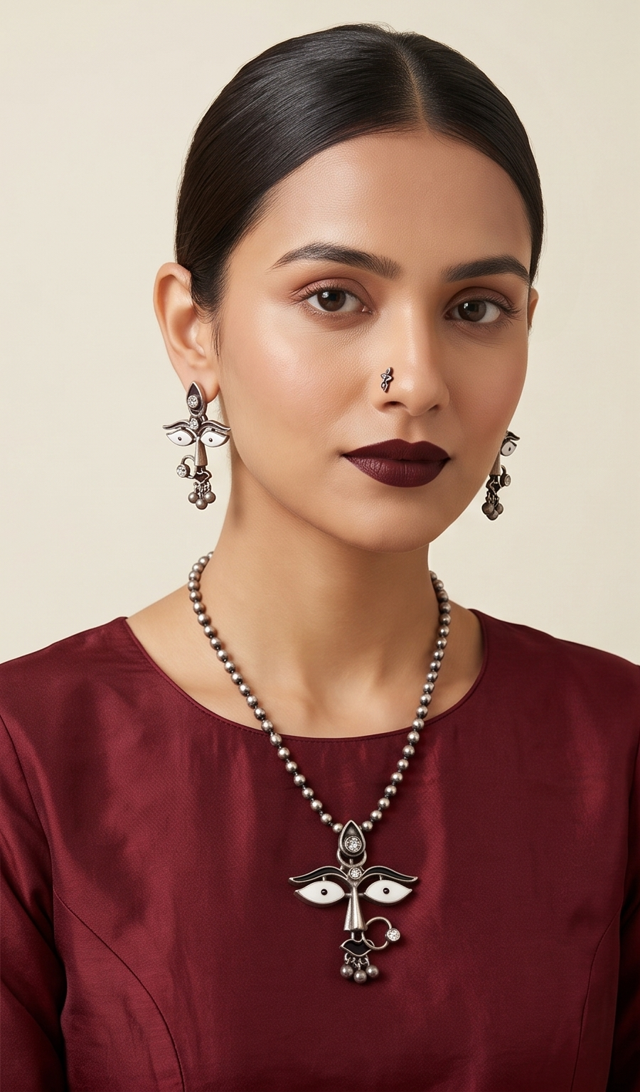 Uma | Silver Replica Durga-Inspired Necklace Set