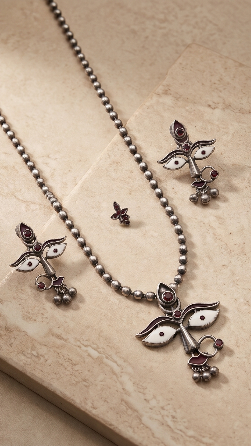 Uma | Silver Replica Durga-Inspired Necklace Set