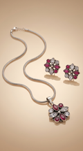 Rangon | Floral Stone Silver Replica Set